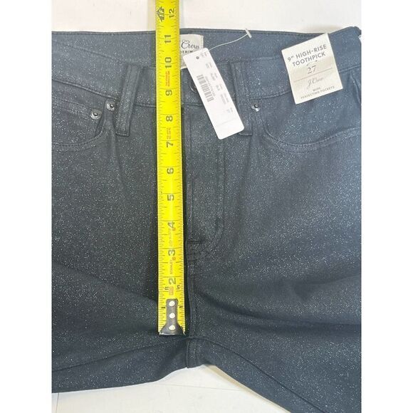 J. Crew Womens High Rise Black Jeans Size 27 Sparkle Glitter 9” Toothpick NEW - Picture 11 of 14